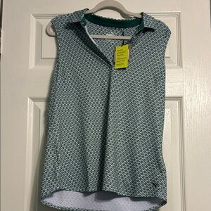 NWT Puma Teal Patterned Sleeveless Blouse